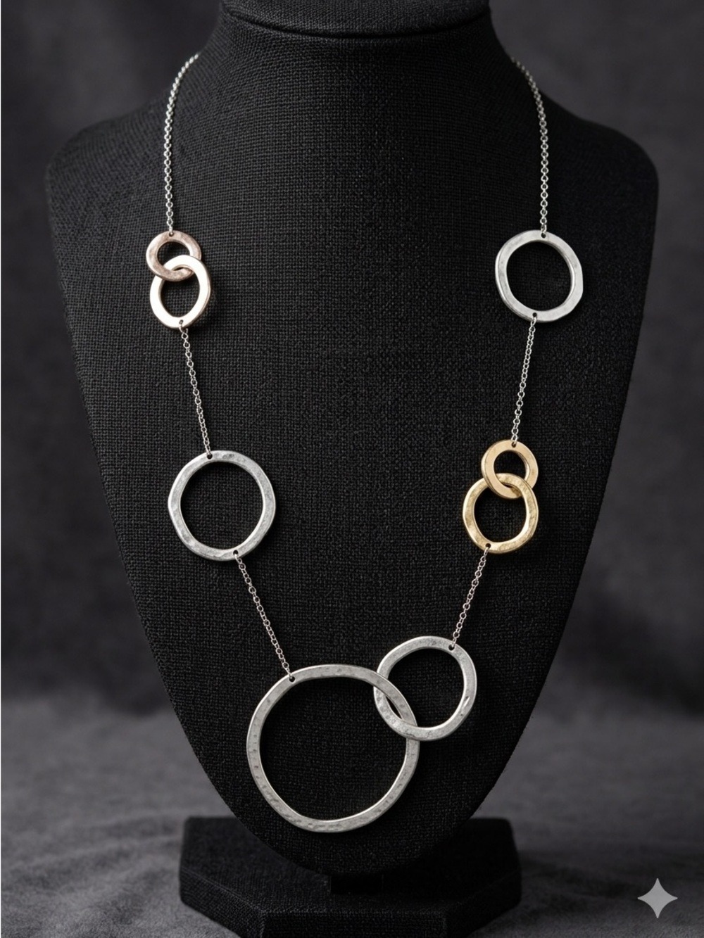 J.Jill Hammered Tri-Tone-Metals Station Necklace ~ NWT 3126
